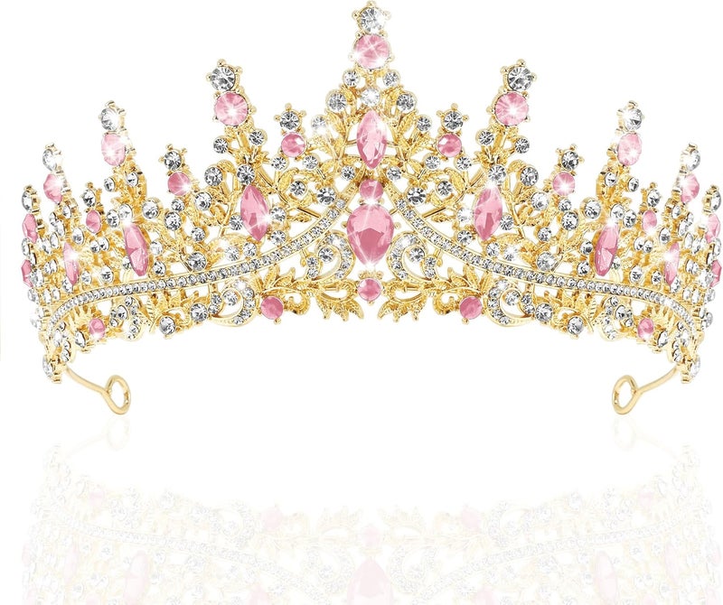 TAROSE Crowns for Women, Queen Crystal Gold Silver Tiaras with White Rhinestone and Combs, Goddess Crown for Wedding Bride Birthday Princess Bridal Shower Hair Accessories for Women - Image 1